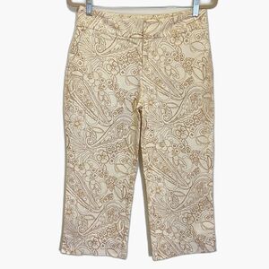 Eddie Bauer - Mercer Fit Capri Pants Linen Blend Floral Paisley Print - size 6